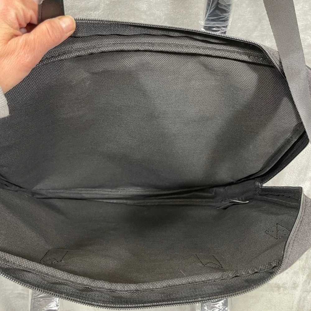 John Varvatos Canvas Tote Lightweight Laptop Messenger‎ Bag Gray/Black NWOT